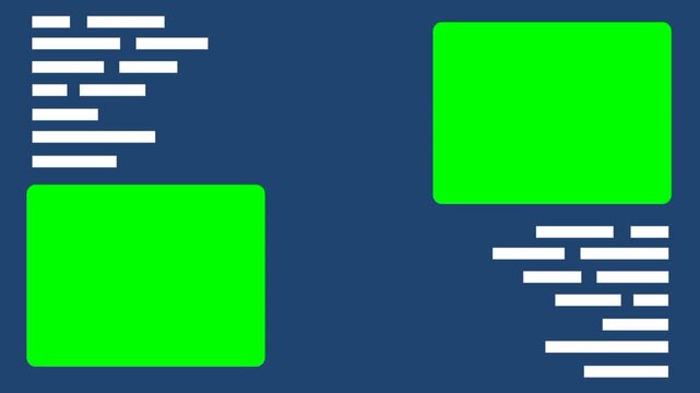 Grid layout greenscreen with rectangular boxes for simulating digital dashboards, organized frames, or multi-display effects