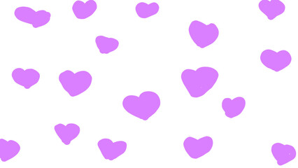 A soft and charming pattern of scattered purple hearts on a clean white background