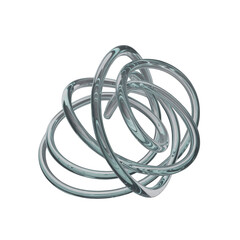 Intricate Metallic Abstract Sculpture with Intertwined Rings and Smooth Surfaces