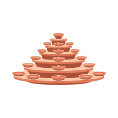 Clay diya stand with multiple tiers