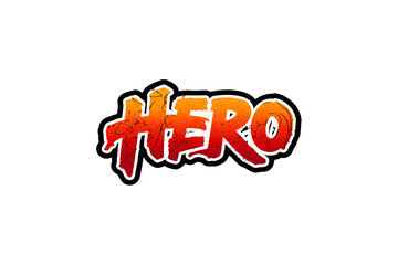 Hero graffiti style text with orange and red gradient, isolated on transparent background modern and bold design