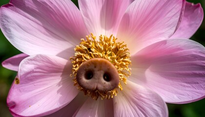 Close-up of a pink flower with a pig's nose