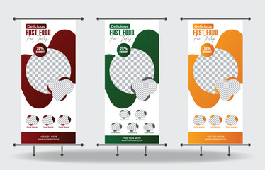 foodstand rollup retractable signage banner design burger, food, restaurant, roll banner, rollup, sandwich, fries, burger, business, cheese, chicken, diner, rollup 