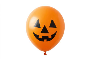 Orange halloween balloon floating with transparent background 

