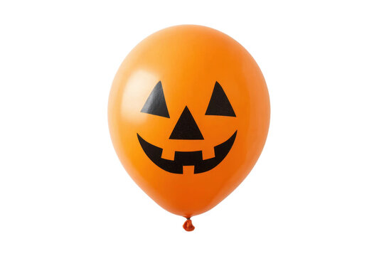 Orange halloween balloon floating with transparent background