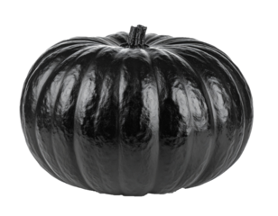 Black Halloween Pumpkin Jack O’Lantern Isolated on Transparent Background
