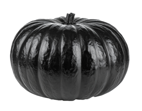 Black Halloween Pumpkin Jack O’Lantern Isolated on Transparent Background