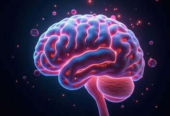 Abstract Brain Visualization Neon Lights Psychedelic Colorful Art Design Concept Digital Illustration