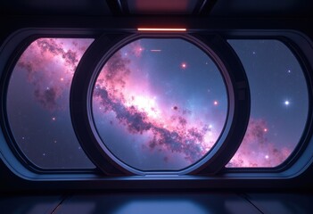 starlit galaxy view through spaceship window celestial vistas cosmic wonder night sky infinite universe, stars, cosmos, astronomy, light, nebula, planet, orbit