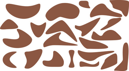 Mocha Mousse Trendy Abstract Doodle Shapes Collection — Modern Organic Decorative Elements Light Brown Color