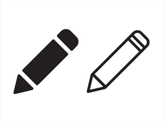 Two pencil icons isolated on white background in black and white style