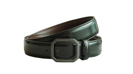 Elegant black leather belt with polished metal buckle for stylish men