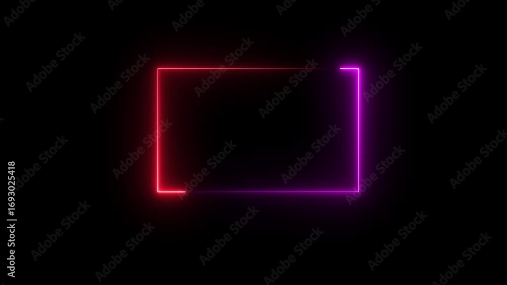 Poster animation of glowing neon rectangles abstract background. abstract glowing neon rectangle border fra