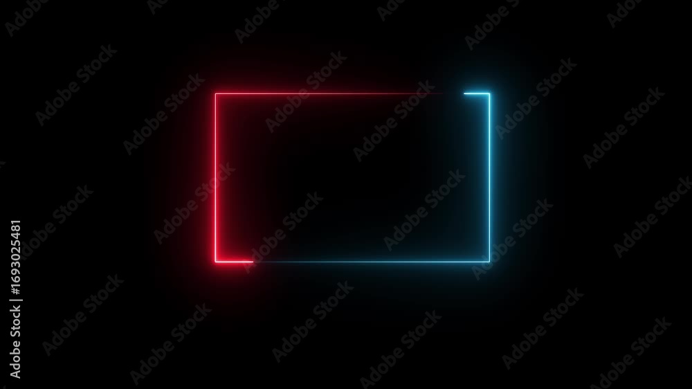 Poster neon rectangle border frame in the shape rectangle glowing . square rectangle picture frame with two