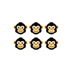 Obraz premium 6 different monkey mascot style animal head vector
