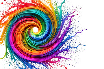 A colorful swirl of paint isolated on transparent background, perfect for abstract designs and backgrounds