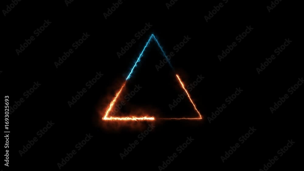 Poster abstract neon effect triangle border frame animation .neon triangle shape, seamless looping backgrou