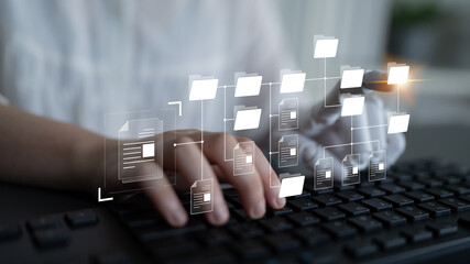 AI organizing file directory structure, streamlining folder management, arranging document paths,...