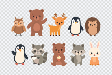 Obraz premium Cartoon Forest Animal Characters Set