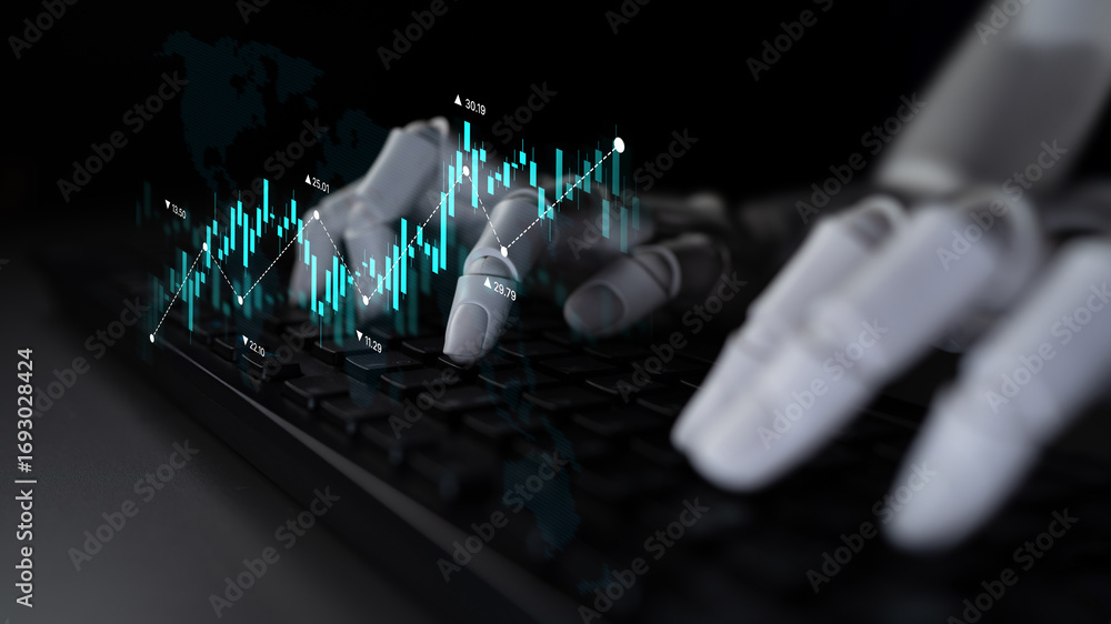 Poster ai tools analyze stock market data through dynamic chart visualization to forecast price trends and 