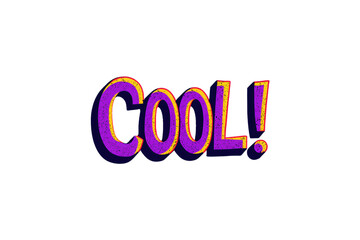 Cool word art illustration isolated on transparent background funky typography with vibrant colors and playful design for trendy projects