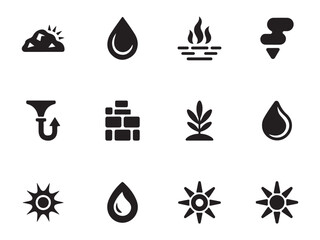 Minimal Energy & Fuel Icons – Abstract Electricity & Oil Vector Collection – Vol.3