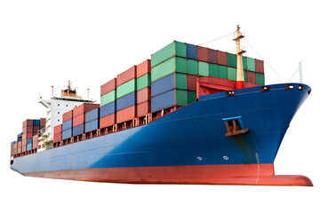 Massive cargo ship laden with shipping containers