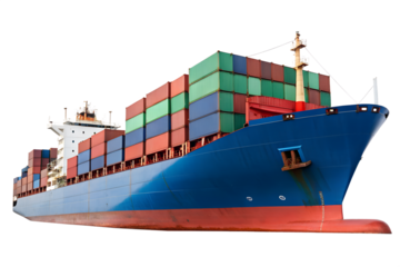 Massive cargo ship laden with shipping containers