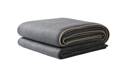 Cozy folded grey blanket with soft texture and elegant binding detail
