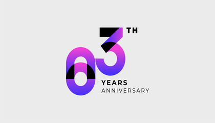 Futuristic Year Anniversary Gradient Purple Colour 83th, 83th Happy Anniversary with Simplicity, Geometric and Modern.