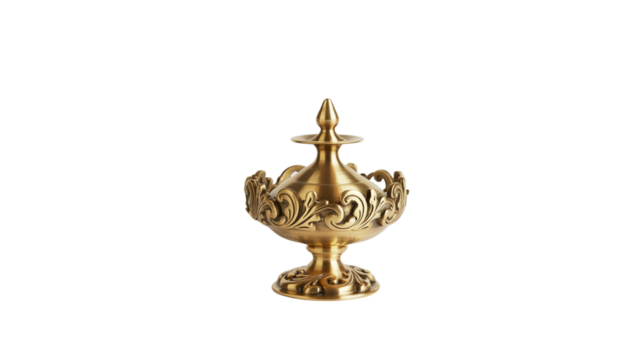 Elegant antique brass decorative vase with ornate scrollwork details