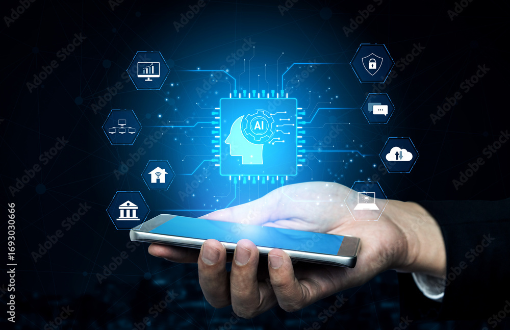 Aufkleber ai system integration connects ai, system, and integration across digital networks to enhance servic