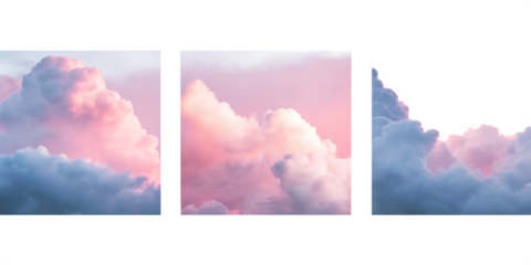 evening pastel pink clouds weather nature outdoor isolated on white background, png, ai generated.