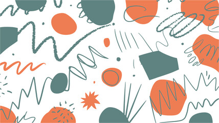 Abstract playful organic shapes and scribbles in a seamless pattern for creative graphic design and modern artistic backgrounds