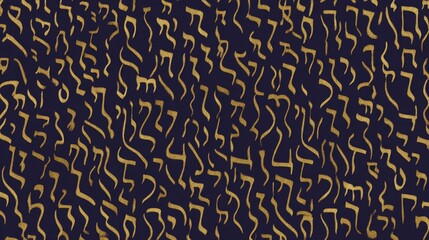 Gold hebrew calligraphy pattern on dark background