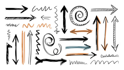 Hand drawn arrows pointers directions next step progress movement choice forward direction sign pointing way ahead forward path indicator guiding way