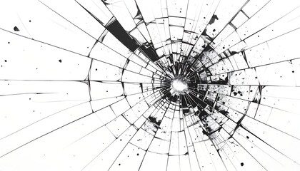Obraz premium Broken glass radial cracks
