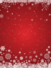 Red grunge Christmas background, Christmas wishes background, Winter Snowfall Christmas background, Flying snow flakes and stars on winter Red background. snowflake template. Vector illustration.