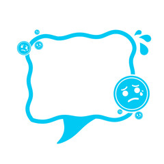 blue speech box frame and sad icon