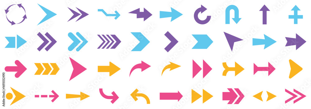 Poster arrow icon set, arrow cursor collection, black arrows icons vector set. set of big black vector arro