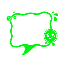 green speech box frame and sad icon