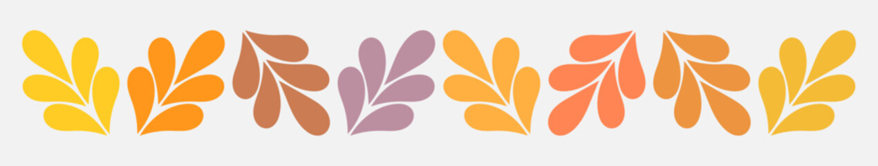 Autumn leaves border decoration ornament. Fallen leaves simple design element divider. Vector illustration.
