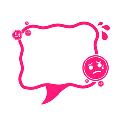 pink speech box frame and sad icon