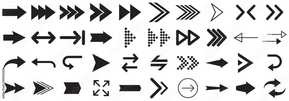 Poster arrows big black set icons. arrow icon. arrow vector collection. arrow. cursor. modern simple arrows