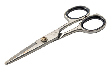 Fototapeta premium Silver scissors on a black background