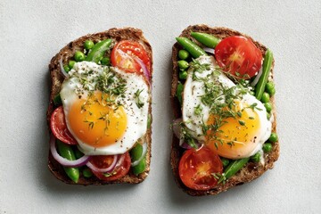 Delicious Sunny-Side Up Egg and Veggie Toasts