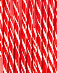 Candy cane straws close up