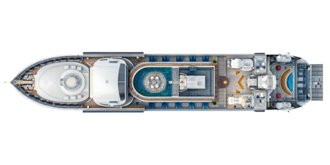 luxurious cruise ship aerial view isolated on white background, png, ai generated.