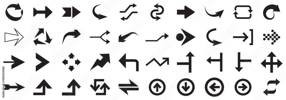 Poster arrows big black set icons. arrow icon. arrow vector collection. arrow. cursor. modern simple arrows