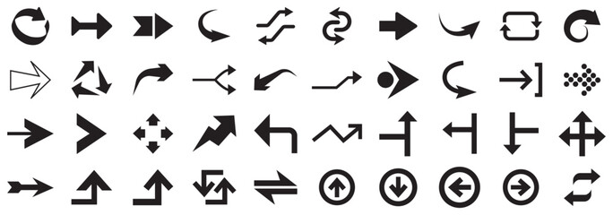 Arrows big black set icons. Arrow icon. Arrow vector collection. Arrow. Cursor. Modern simple arrows. Vector illustration.